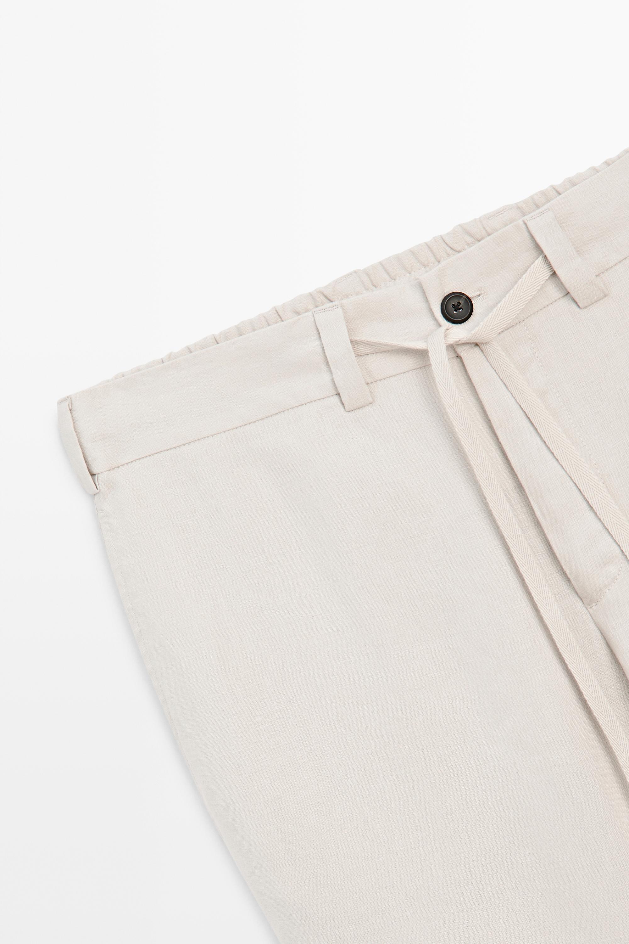 Pantalon à taille élastique 100 % lin